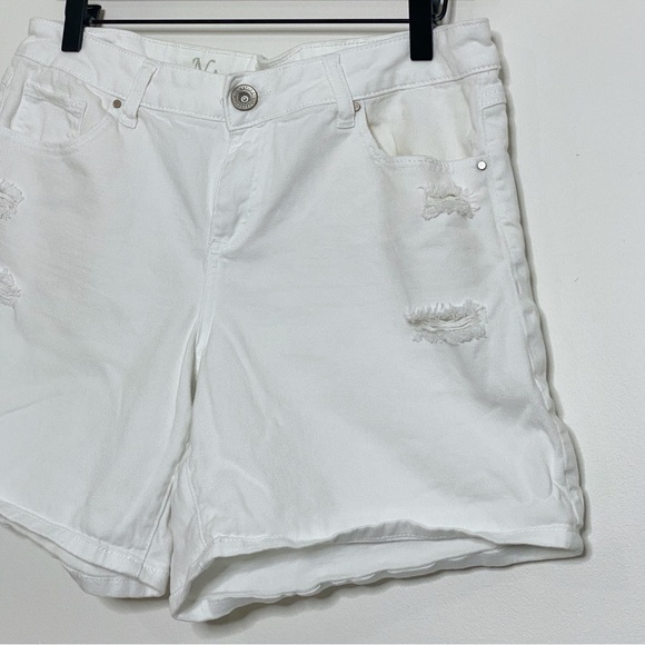 Natural Reflections White Distressed Midi Denim Jean shorts - Picture 6 of 7